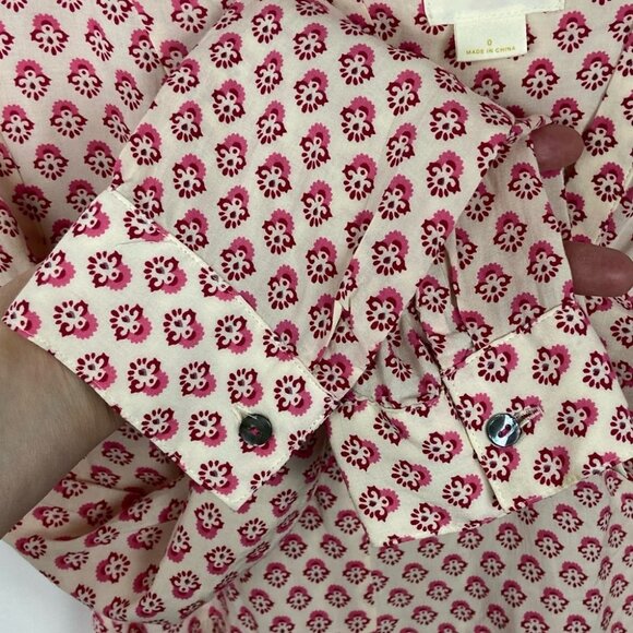 Anthropologie Maeve Laiken Henley Motif Oversized Blouse Pink Rayon Size 0 Boho - Picture 6 of 10